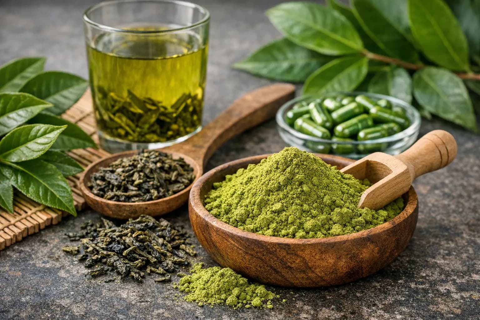 Green Tea 20:1 Extract, standardized to 50% Epigallocatechin gallate (EGCG), 98% Polyphenols and 80% Catechins
